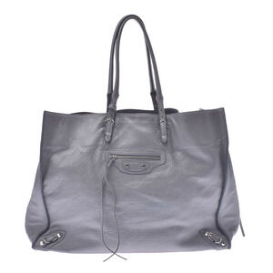 BALENCIAGA The Paper Gray Calfskin Tote Bag